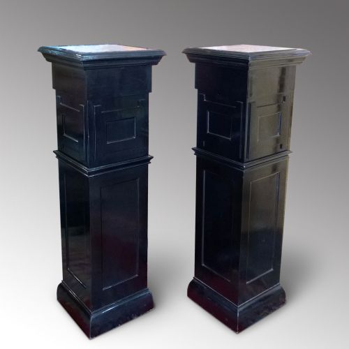 Pair of Art Deco Ebonised Pedestals
