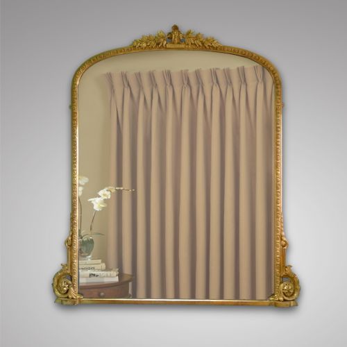 Edwardian Giltwood and Gesso Overmantle Mirror