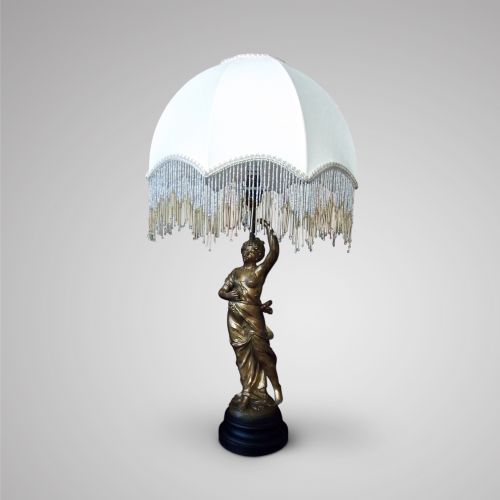 Table Lamp Formed from a Spelter Damsel