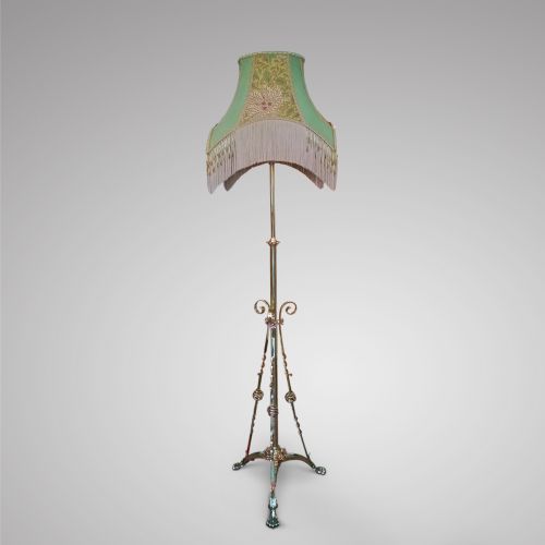 Arts and Crafts Brass Extending Standard Oil Lamp