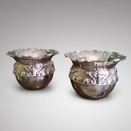 Pair of Arts and Crafts Copper Jardinieres