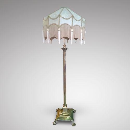 Edwardian Extending Brass Standard Lamp