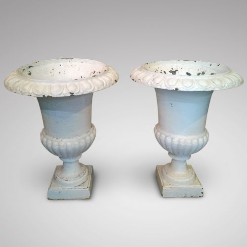 Pair of Late 19th Century Cast Iron Garden Urns