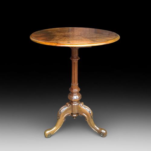 Victorian Burr Walnut and Inlaid Occasional Table