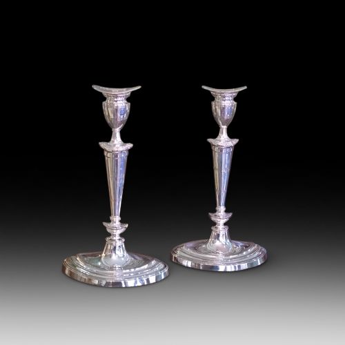 Pair of Silver Plated Copper Candlesticks