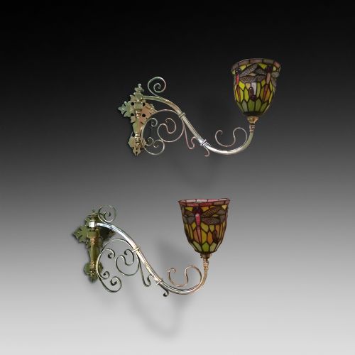 Pair of Art Nouveau Brass Wall Lights