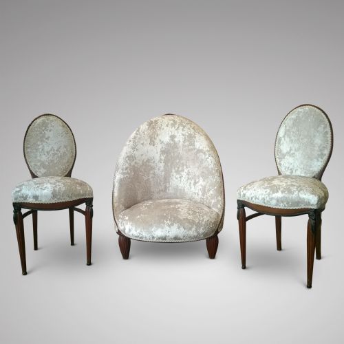 Set of 3 French Art Deco Boudoir Chairs