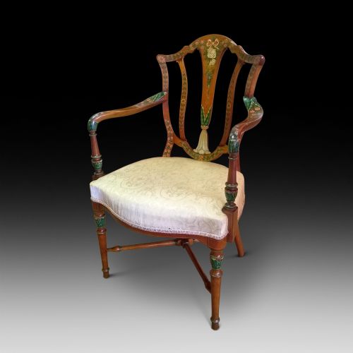 Edwardian Satinwood Open Armchair