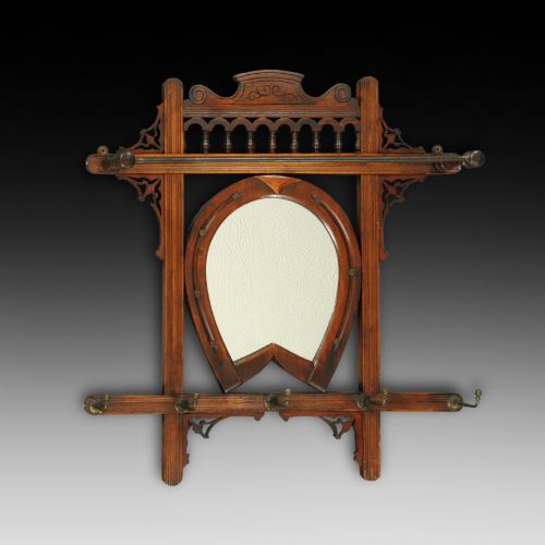 Late Victorian Walnut Hanging Hall Mirror