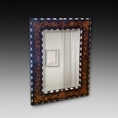 Late 19th Century Laburnum and Marquetry Mirror