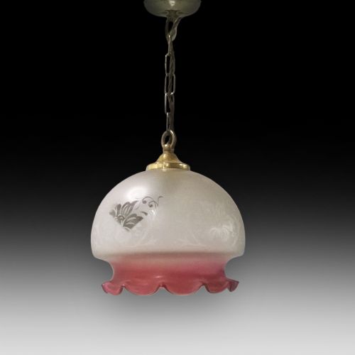 Cranberry Tinted Etched Glass Shade
