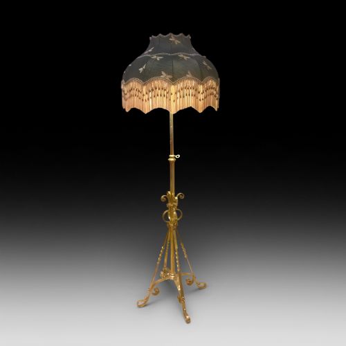 Arts and Crafts Brass Extending Standard Lamp