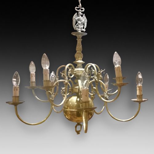 Brass 10 Arm Chandelier