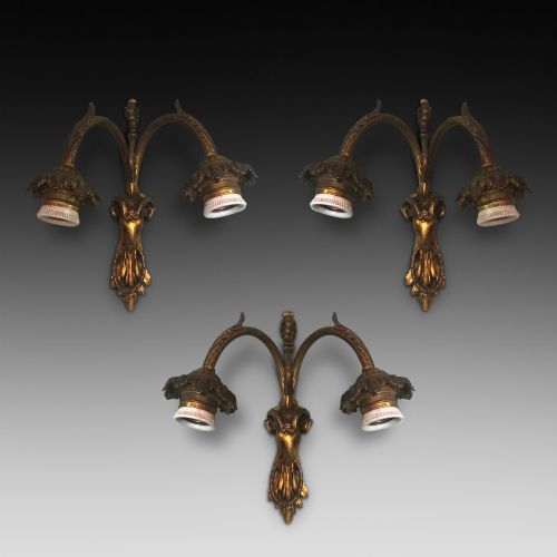 Three French Gilt Bronze Wall Lights