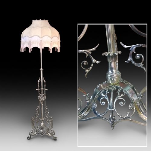 A Victorian Brass Adjustable Lamp Standard