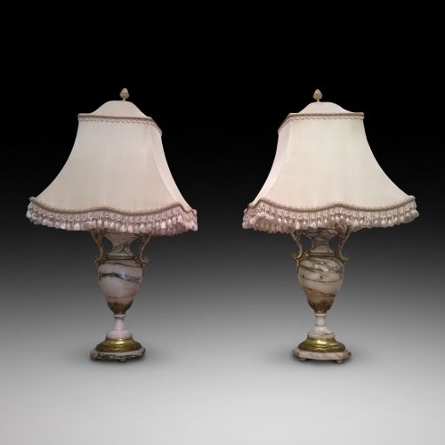 Pair of Victorian Carrara Marble Table Lamps