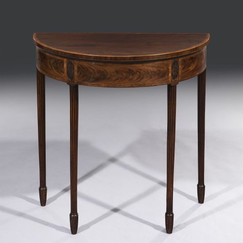 George III Sheraton Period Demi Lune Console Table
