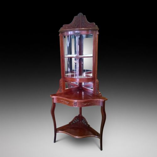 Edwardian Mahogany Corner Cupboard on Stand