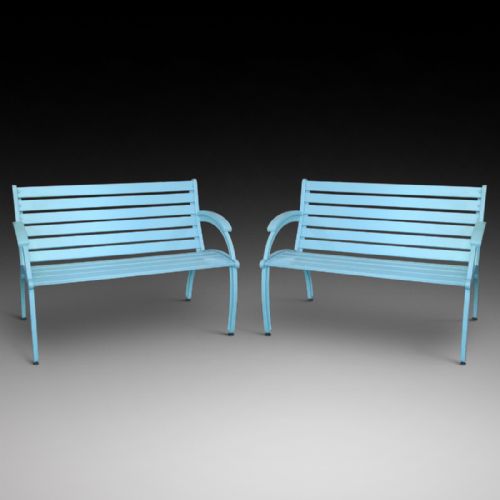 Pair of Art Deco Cast Iron Garden Benches