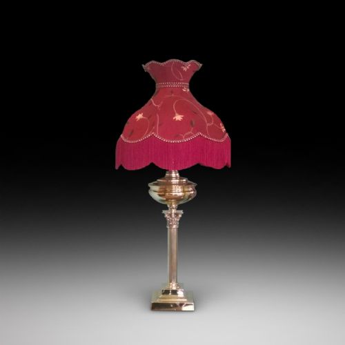 A Victorian Brass Corinthian Column Oil Lamp