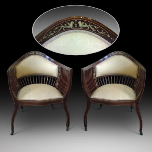 Pair of Edwardian Mahogany Tub Chairs