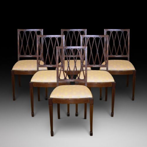 Set of 6 Edwardian Mahogany and Inlaid Dining Chairs