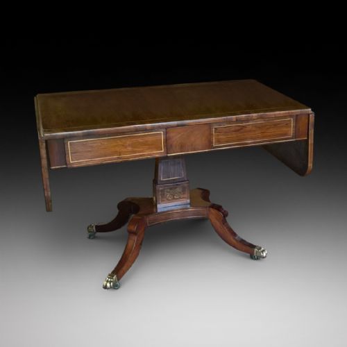 Regency Rosewood and Brass Inlaid Sofa Table