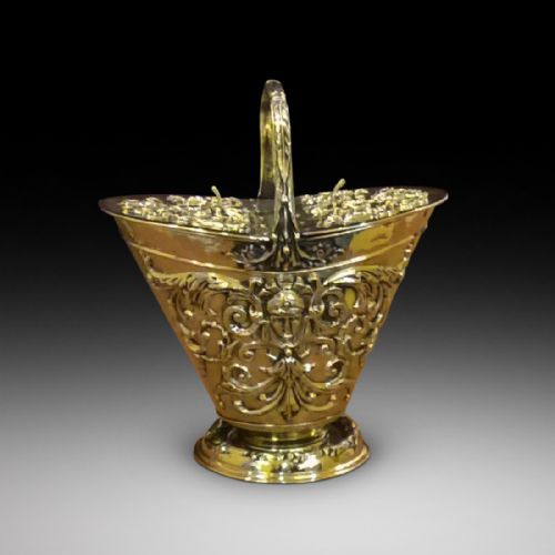 Victorian Embossed Brass Coal Bucket