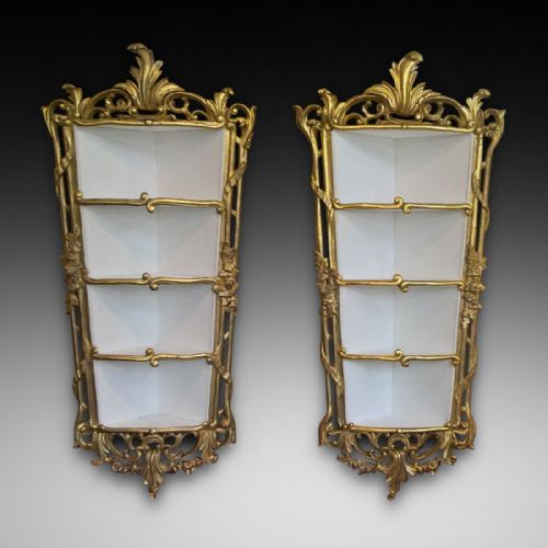 Pair of Victorian Carved Giltwood Corner Shelves