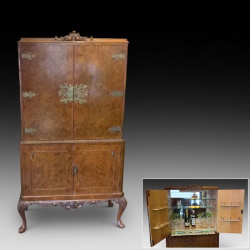1920'S Burr Walnut Cocktail Cabinet
