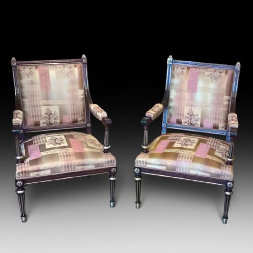 Fine Pair of French Empire Arm Chairs