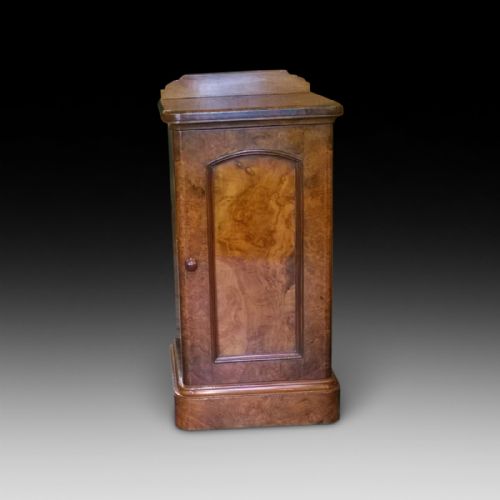 Victorian Burr Walnut Bedside Cabinet