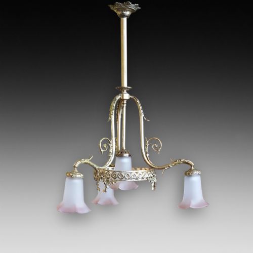 French Cast Brass Three Branch Chandelier