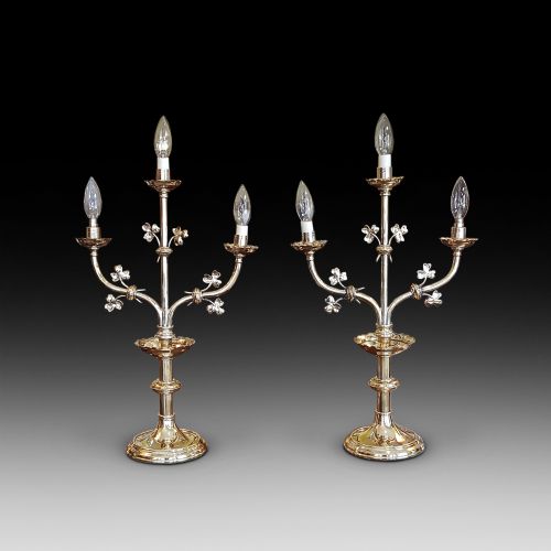 Pair of Early 20thc Brass Candelabra