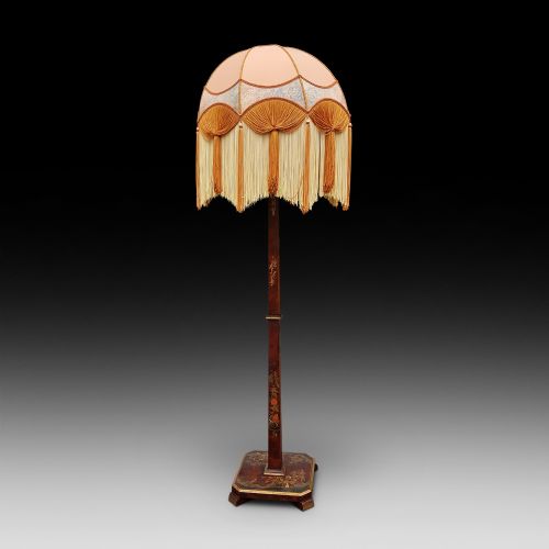 Chinoiserie Red Lacquered Standard Lamp