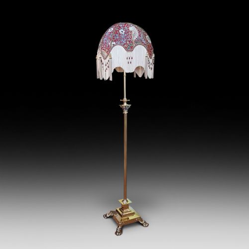 Edwardian Brass Corinthian Column Standard Lamp