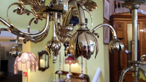 fig 2. Early 20thC brass five branch ceiling light