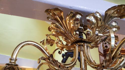 fig 3. Early 20thC brass five branch ceiling light