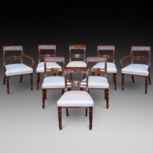 Set of 8 (6+2) Regency Mahogany Dining Chairs