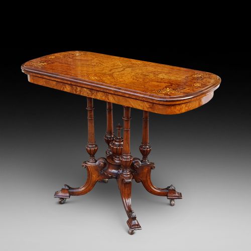 High Victorian Burr Walnut Card Table