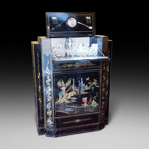 Art Deco Chinoiserie Decorated Cocktail Cabinet