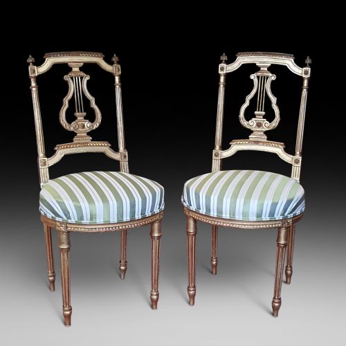 Pair of Late 19th Century Gilded Salon Chairs