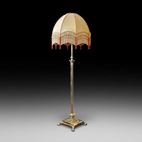 Edwardian Brass Corinthian Column Standard Lamp