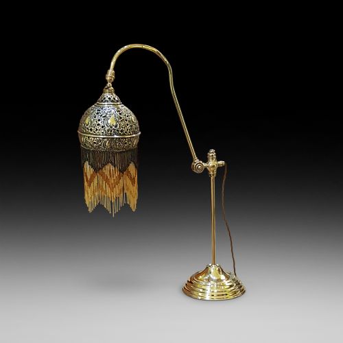 Edwardian Persian Influenced Pierced Brass Table Lamp