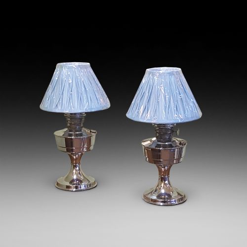 Pair of  Art Deco 1930'S Chrome Parafin Lamps