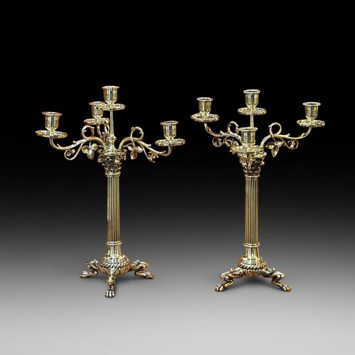 Pair of Victorian Brass Candelabra