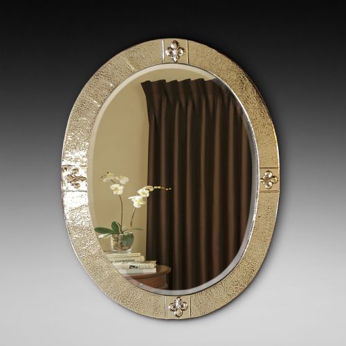 Arts and Crafts Beaten Brass Bevelled Mirror