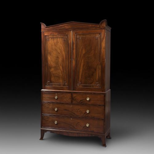 Late Georgian Mahogany Linen Press