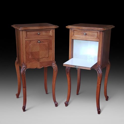 Pair of French Walnut Bedside Cabinets