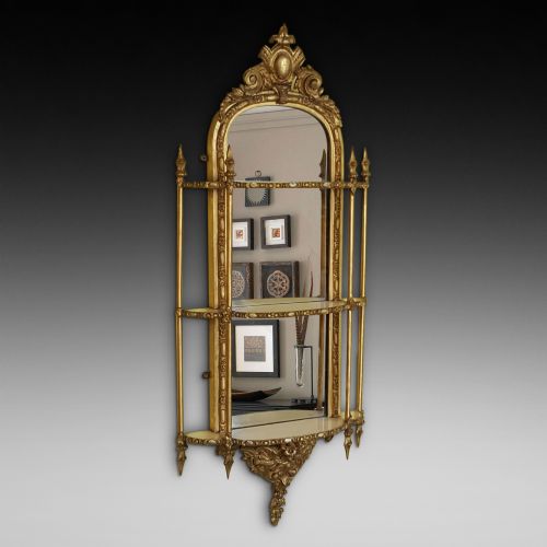 Victorian Gilt Gesso Mirrored Shelves